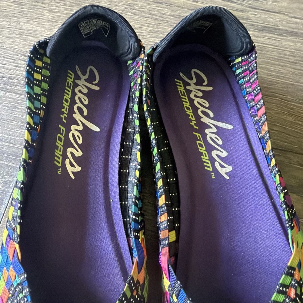 Skechers EZ Flex Woven Rainbow Mary Jane Slip Flats Womens Sz 10 Boho Dopamine - Picture 5 of 6